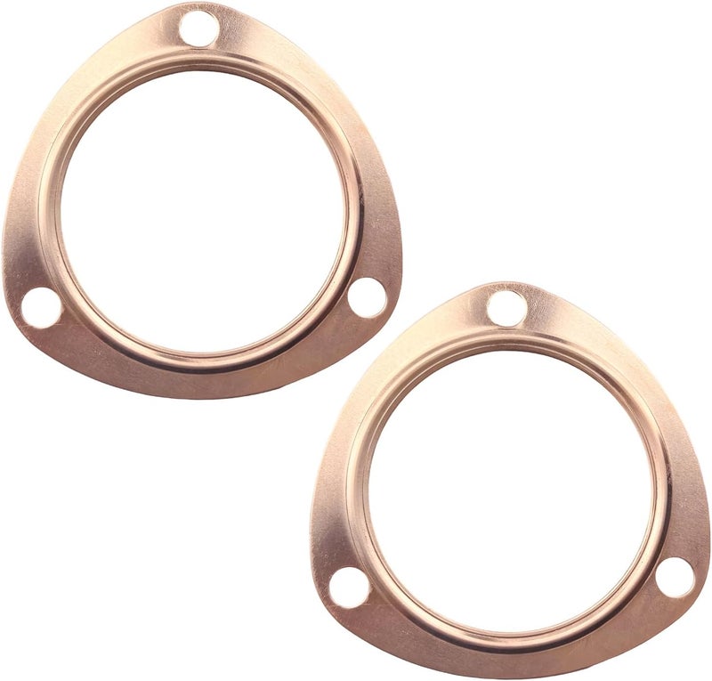 ZNDAW 2PCS 3.5" Exhaust Gaskets, Copper Header Collector Flange Gaskets Reusable Manifold Parts, Ultra Seal Triangle Exhaust Header Gasket for SBC BBC 302 350 454, Car Accessories - Image 1